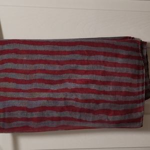 Gray & Maroon Striped Sheer Infinity Scarf